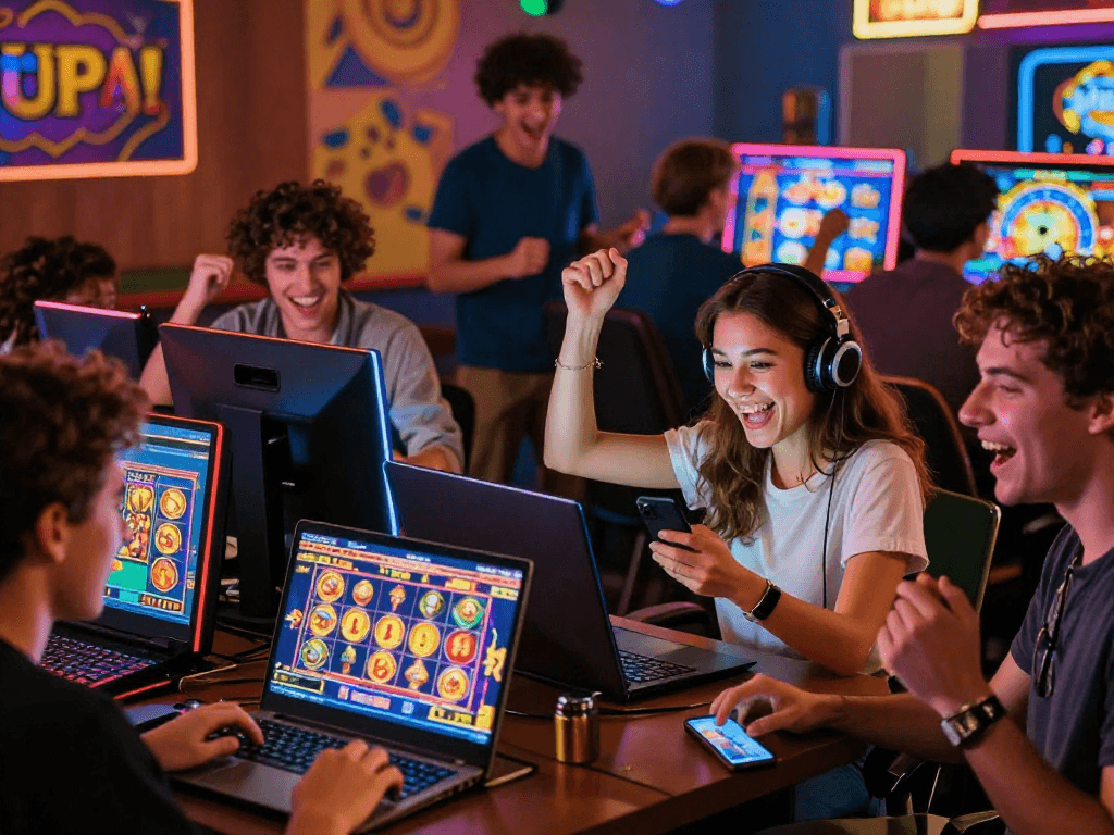 excited players enjoying login togel while celebrating a big jackpot win in an engaging online gaming environment