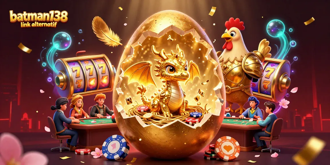 Experience gaming excitement with batman138 link alternatif featuring golden dragon, poker chips, and dynamic slot machines.