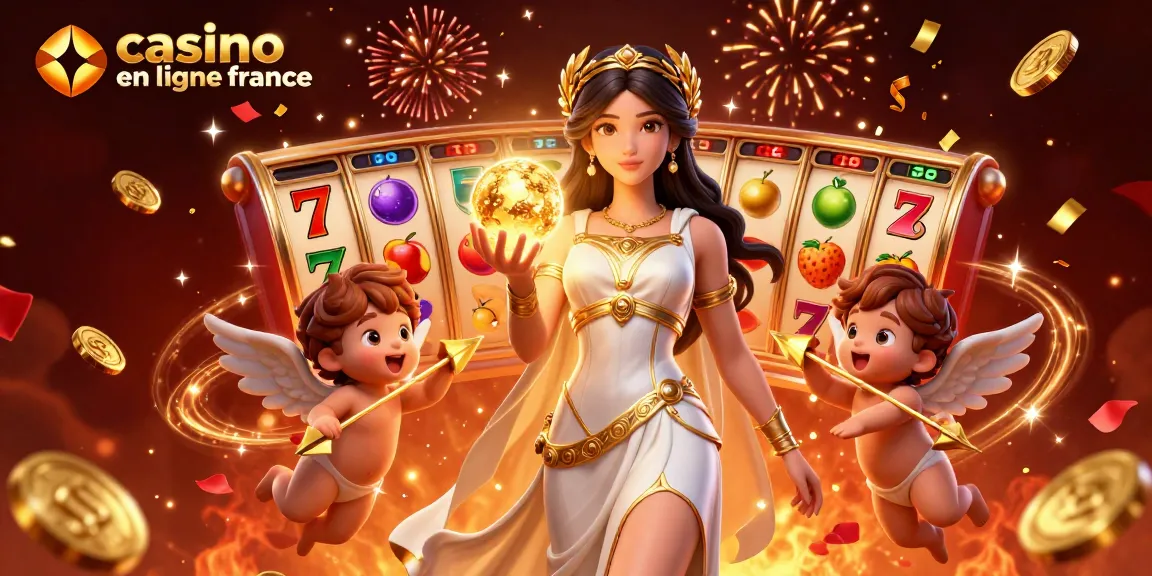 Participez aux frissons gagnants au casino en ligne France à travers cette illustration vibrante et festive.