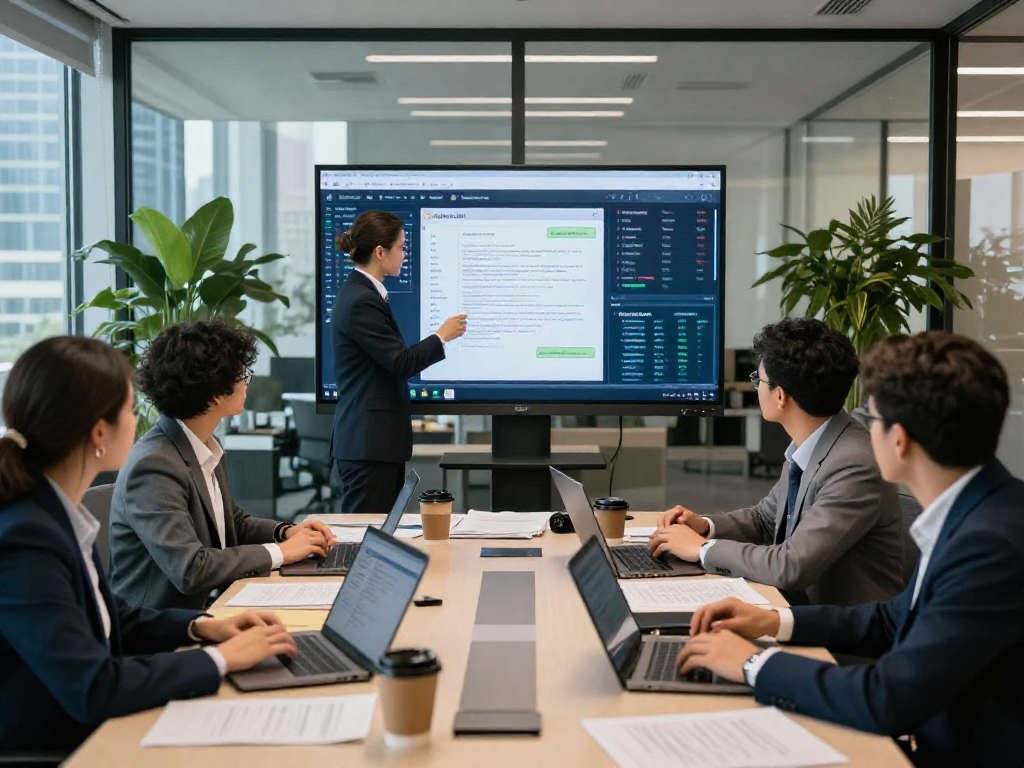 Team collaborating on document fraud detection analysis in a modern office setting