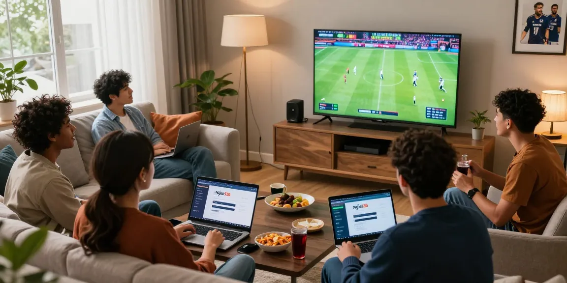 Friends enjoying a game night while using raja328 login for online betting in a cozy living room.