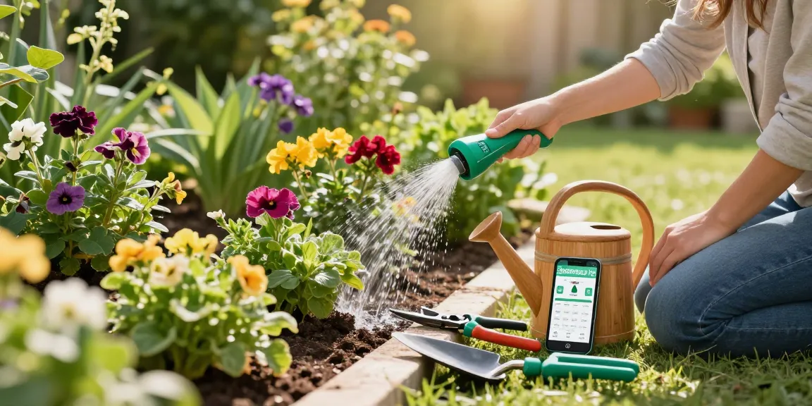 Efficient watering with the RainPoint water timer in a lush garden setting