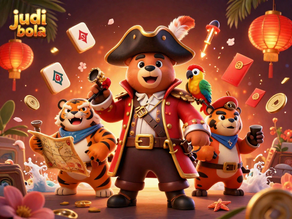Engage with judi bola through dynamic betting visuals featuring a pirate captain and tiger.