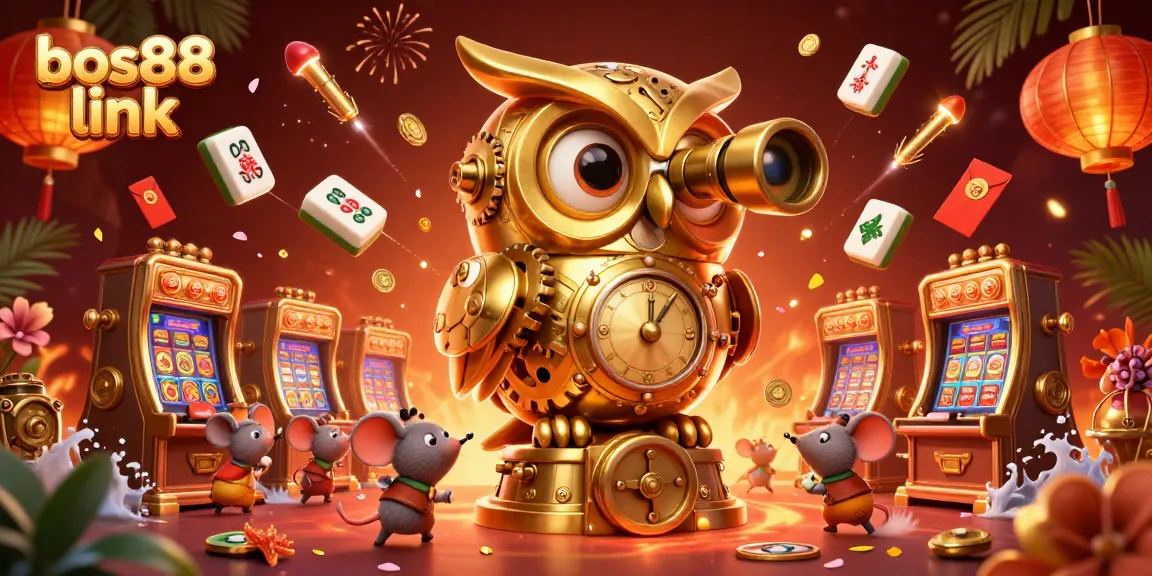 Engage with Bos88 link in this vivid 3D illustration showcasing dynamic casino elements and characters.