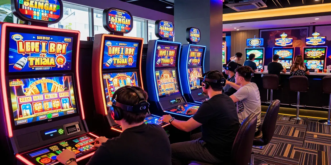 Exciting slot gaming atmosphere with players engaged in vibrant online gambling.