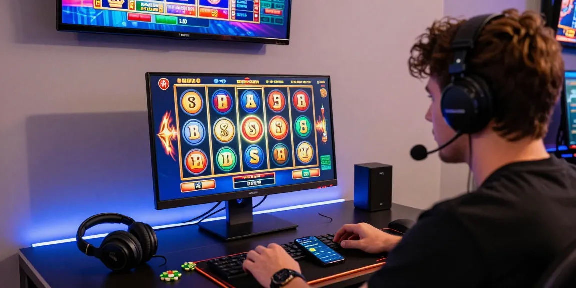Engaging online gaming environment featuring kecak4d player enjoying vibrant slot game action on a modern gaming setup with colorful displays.