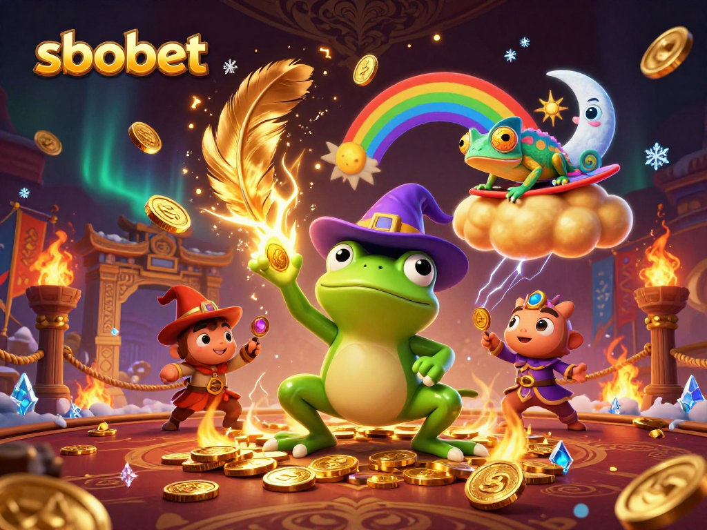 Experience sbobet excitement with a colorful scene of magical characters and dynamic betting elements.