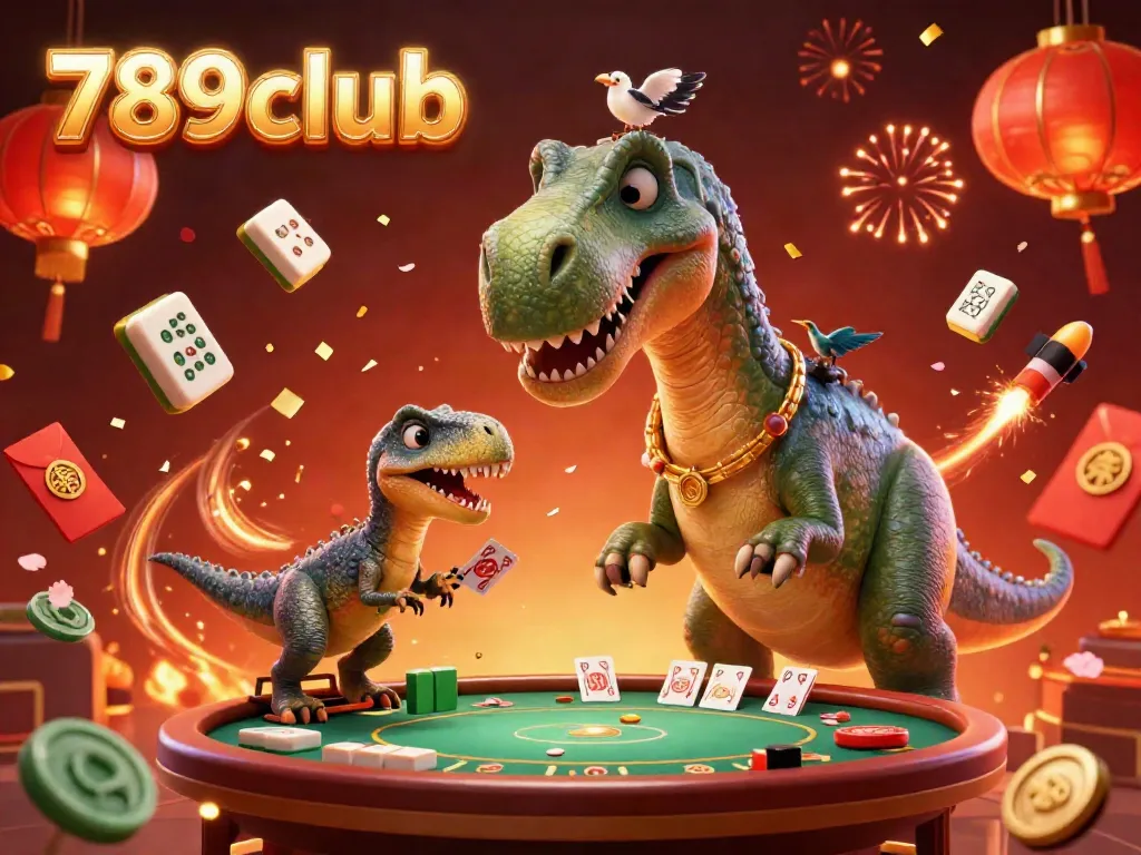Experience the vibrant gaming atmosphere of 789club with towering characters and celebratory casino elements.