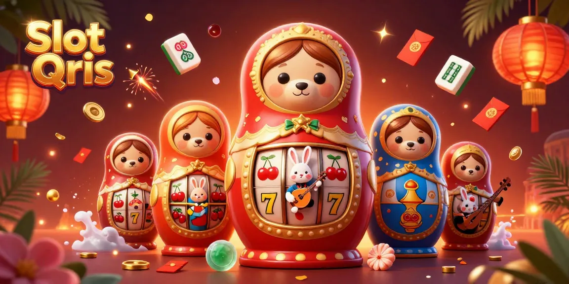 Spin slot reels with Slot Qris in a vibrant, festive digital casino scene showcasing excitement!
