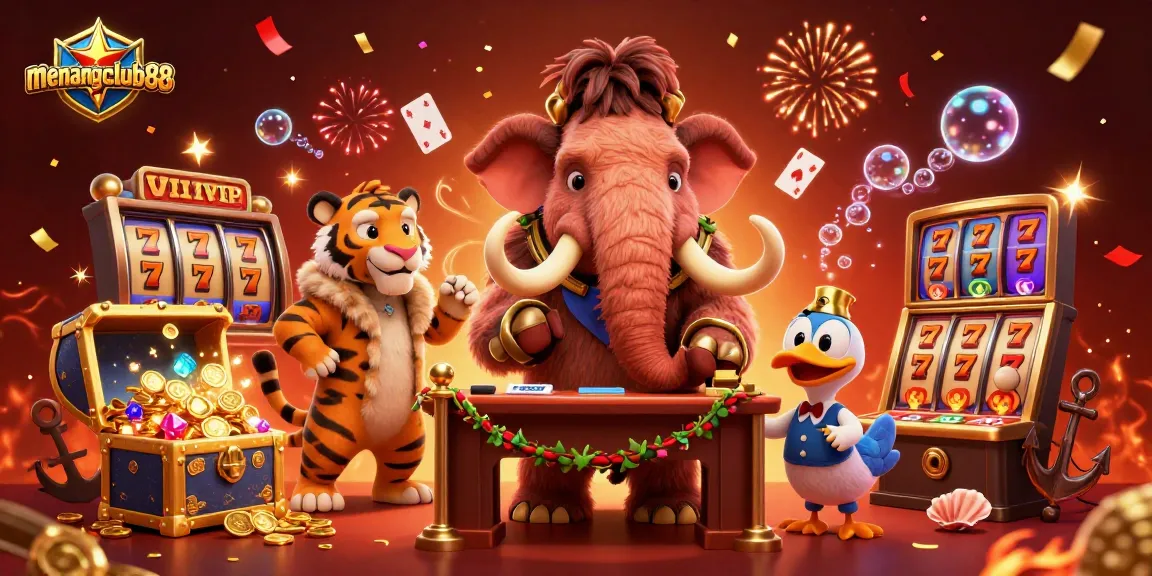 Experience the excitement of menangclub88 with a colorful casino scene featuring vibrant characters and symbols.