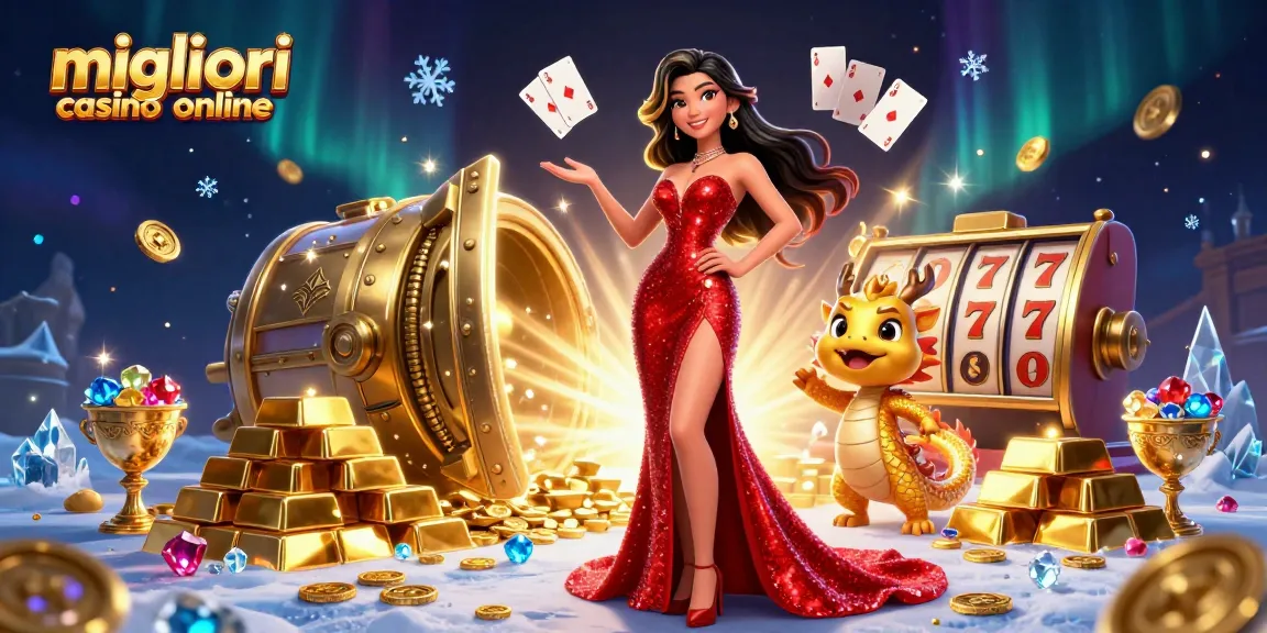 Vivi l'emozione dei migliori casino online con un'illustrazione a tema casinò straordinaria che presenta una donna sicura di sé e elementi ludici.