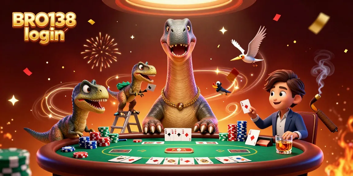 Experience thrilling moments at BRO138 login with a dynamic poker scene featuring iconic characters and vibrant game elements.