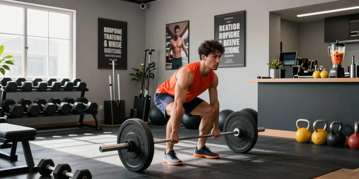Astera Shop - Dedicated athlete lifting weights in an energizing home gym, showcasing fitness and strength training.