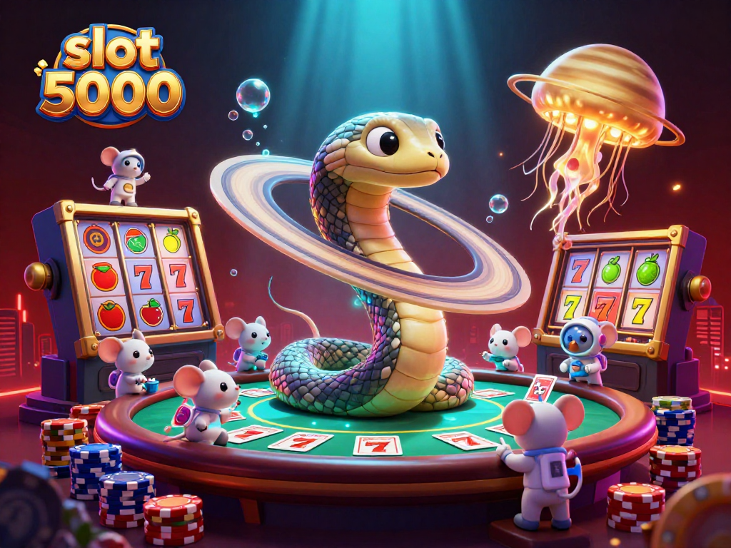 Engage with exciting slot 5000 gaming action featuring colorful elements and astronaut mice betting.