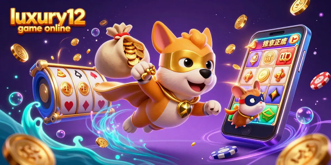 Experience the excitement of luxury12 game online with dynamic slot reels and vibrant casino elements.