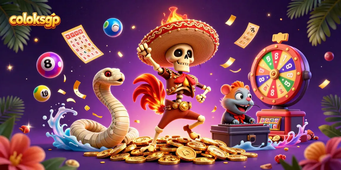 Experience the excitement of coloksgp with a dynamic lottery-themed 3D illustration showcasing vibrant casino elements.