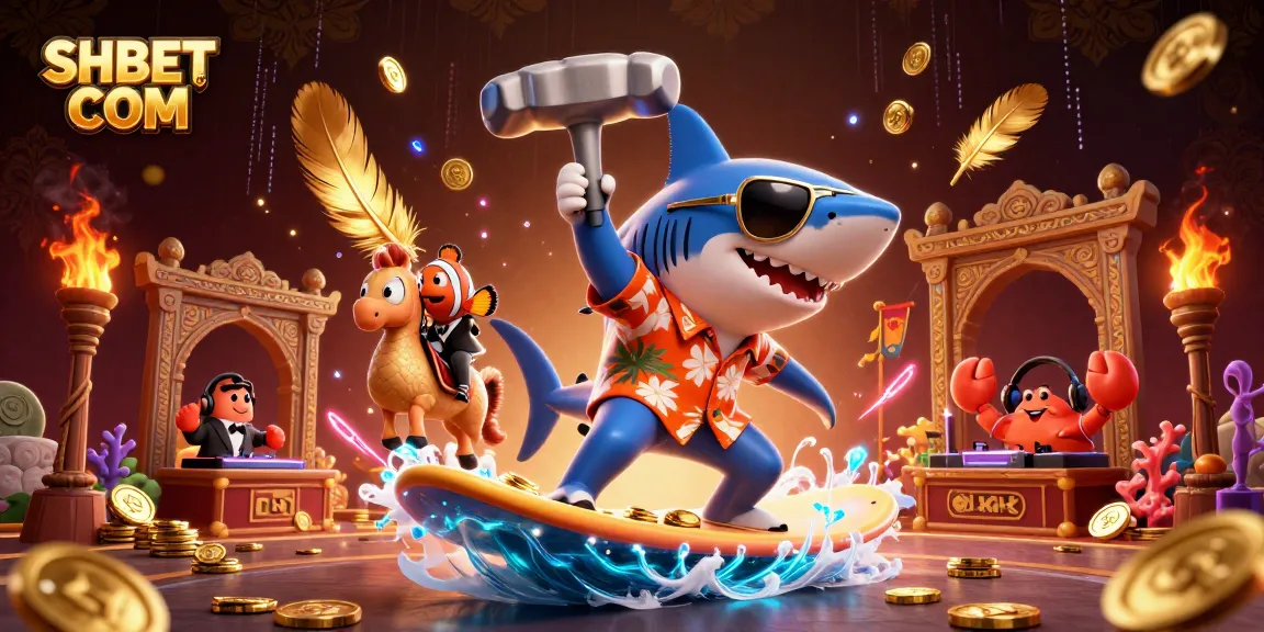 Experience exciting gameplay at SHBET COM with a colorful casino-themed illustration featuring charming characters and vibrant energy.