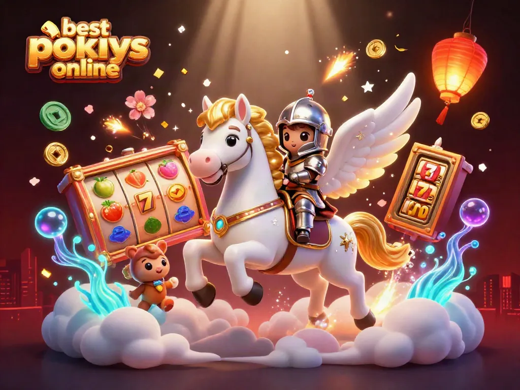 Experience the best pokies online with vibrant characters amidst spinning slot reels and dynamic casino elements.