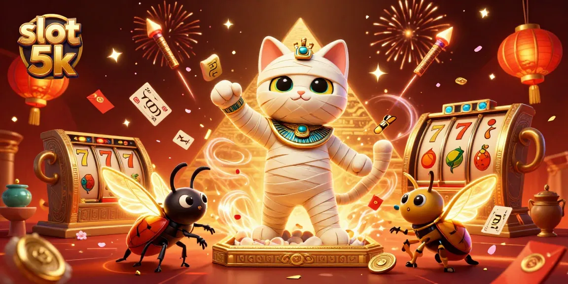 Experience the thrill of slot 5k with this vibrant 3D casino illustration showcasing Egyptian themes.
