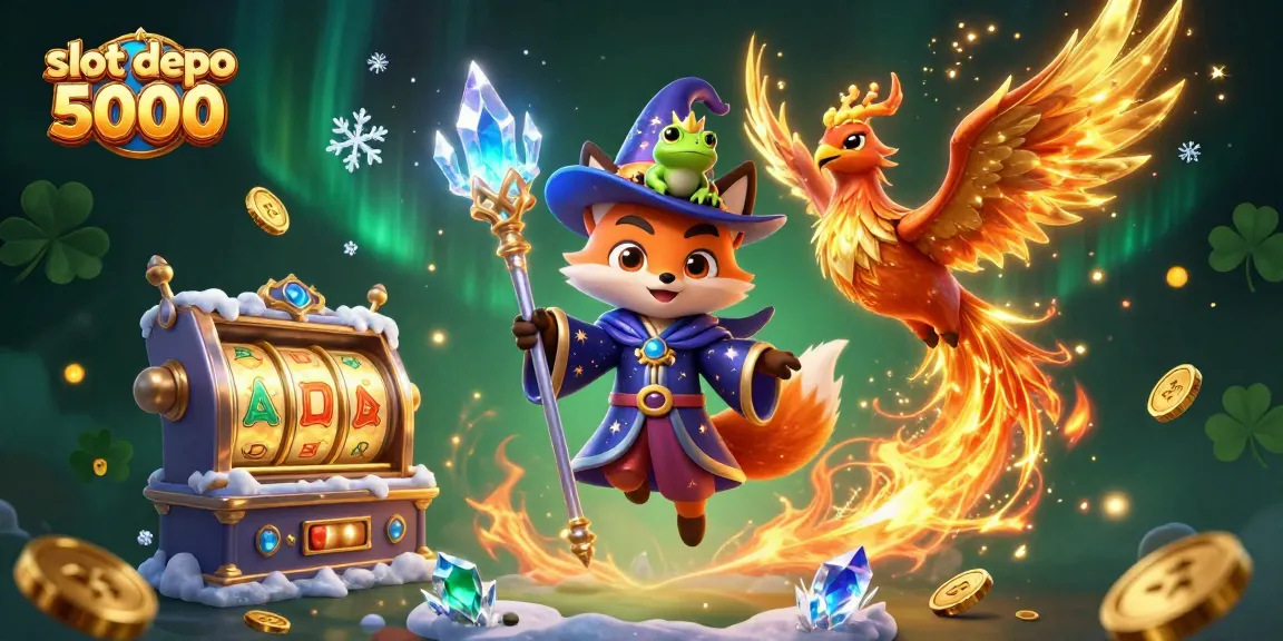 Experience thrilling gameplay with slot depo 5000, featuring a mystical wizard fox and a fiery phoenix