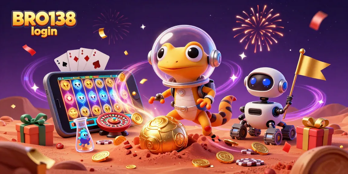 Experience intense gaming excitement with BRO138 login in a vibrant 3D casino scene.