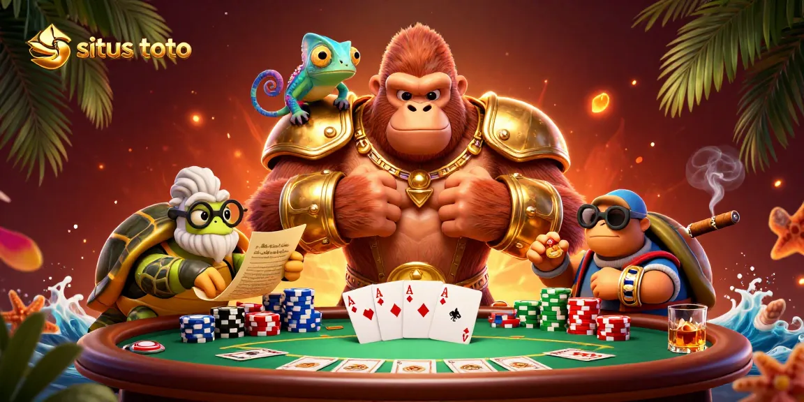 Experience situs toto gaming with a vibrant 3D illustration showing thrilling gambling action.