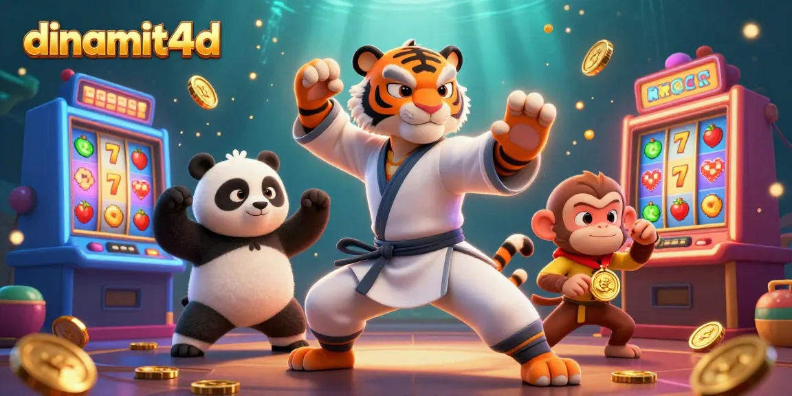 Engage in exciting gameplay at dinamit4d with vibrant slot machines and animated characters.
