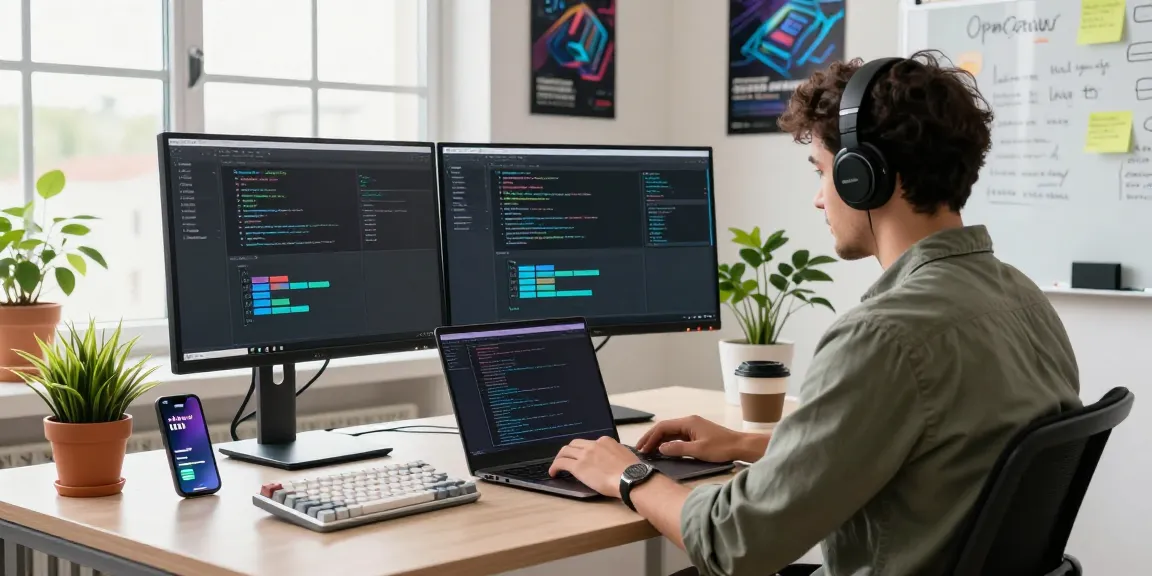 openclaw development workspace with coding setup, monitors showing interface