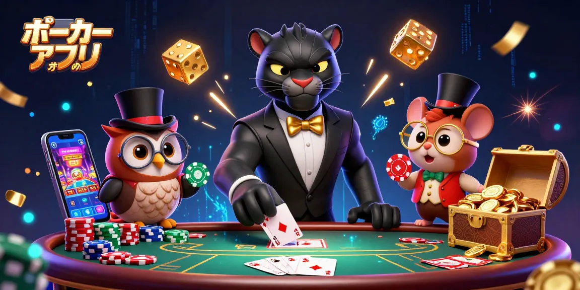 ポーカーアプリおすすめを楽しむための3Dイラスト、スタイリッシュなキャラクターたちが登場。