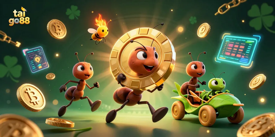 Chase the excitement with tai go88 featuring ants on a heist in a vibrant casino world.