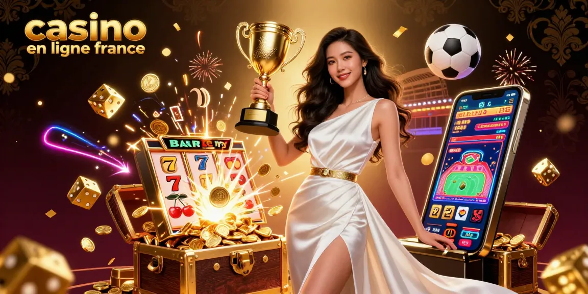 Découvrez l'excitation du casino en ligne France avec cette illustration primée impressionnante remplie d'éléments de jeu dynamiques.