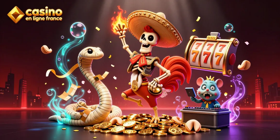 Vivez des sensations au casino en ligne France avec un rooster mariachi et des éléments festifs.