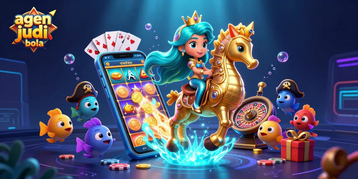 A captivating scene of a mermaid princess embracing the thrill of agen judi bola, showcasing interactive gaming fun.