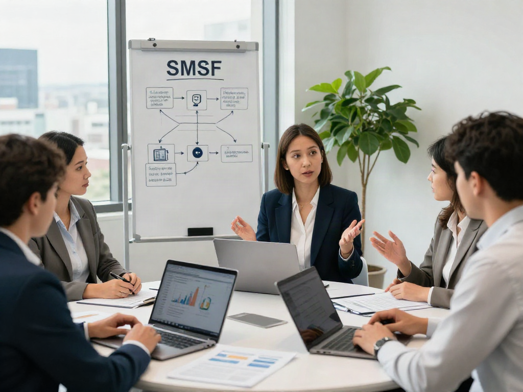 Clients learning about SMSF set up in a modern office meeting