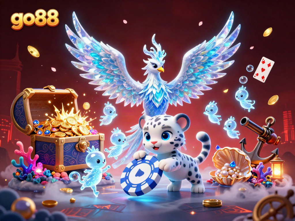 Engage with go88's vibrant casino world featuring dynamic characters and sparkling game elements.