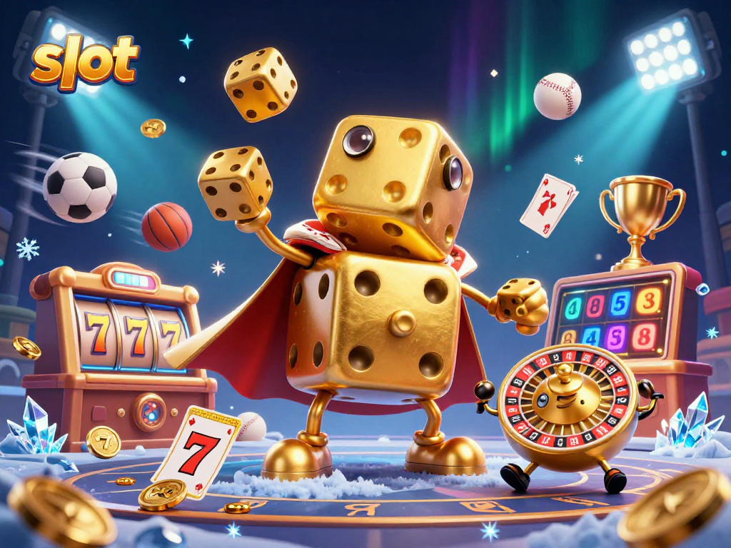Engage in thrilling slot experiences with a colorful casino scene featuring dynamic characters and game elements.