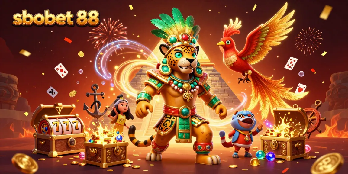 Experience exciting wins with sbobet 88 in this vibrant 3D casino scene filled with dynamic elements.