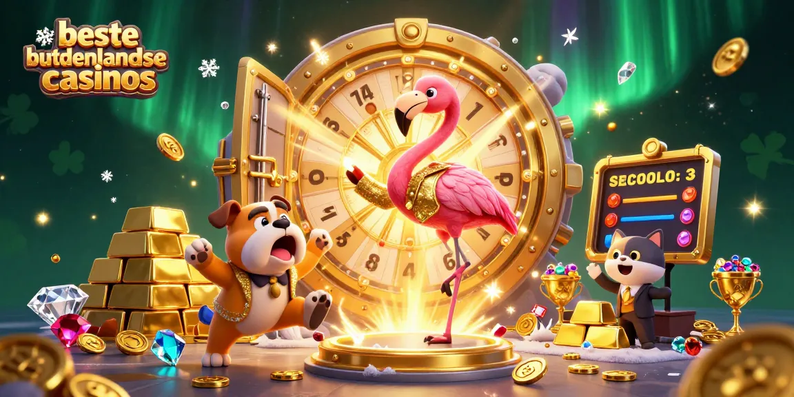 Spin to win at beste buitenlandse casinos with a colorful game show scene featuring prizes and excitement.