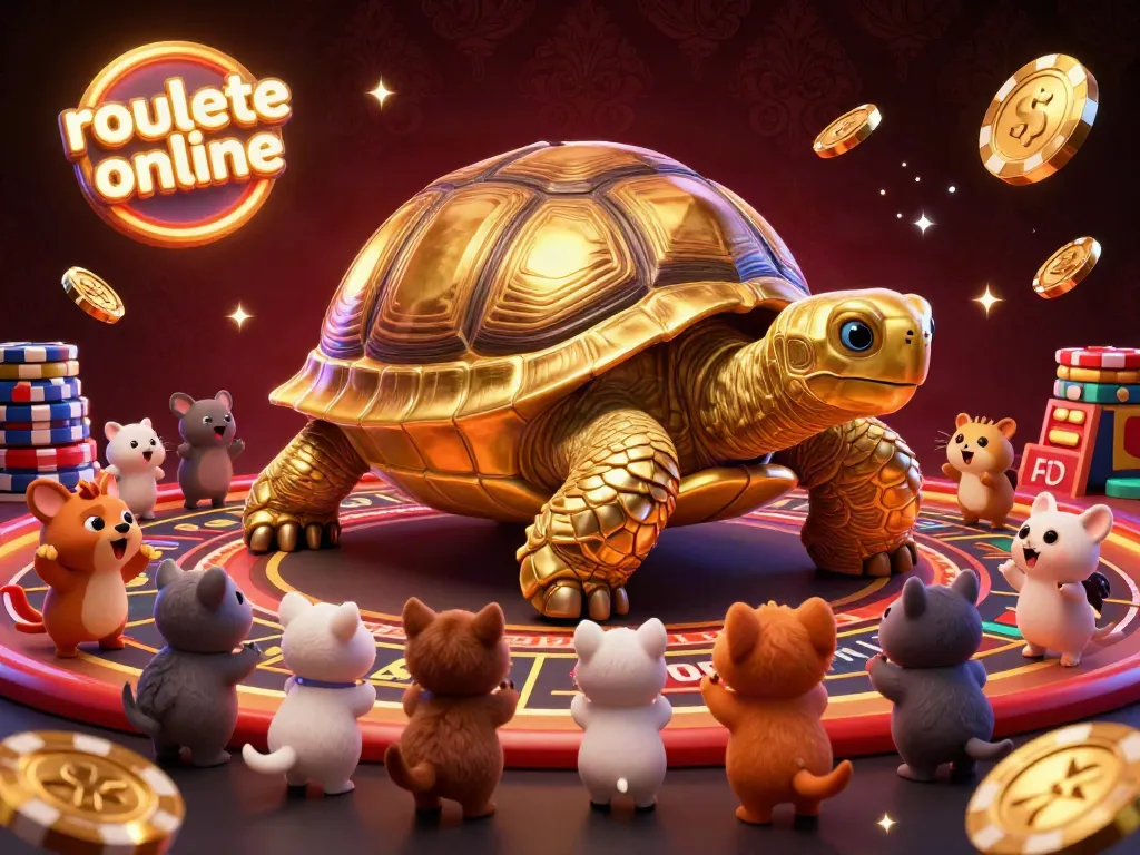 Play exciting roullete online with our vibrant gaming illustration showcasing a golden roulette wheel and eager players.
