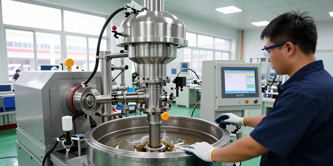 Technician operating a 3 phase centrifuge in modern industrial facility, showcasing advanced separation technology.