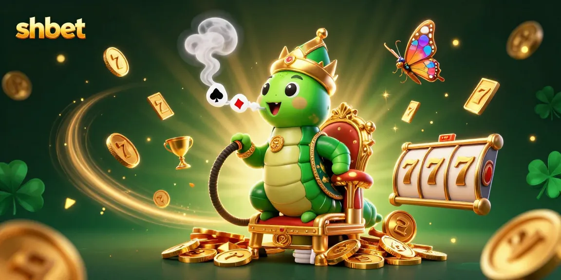 Experience shbet excitement with a vibrant 3D casino illustration showcasing a caterpillar master and dynamic slot elements.