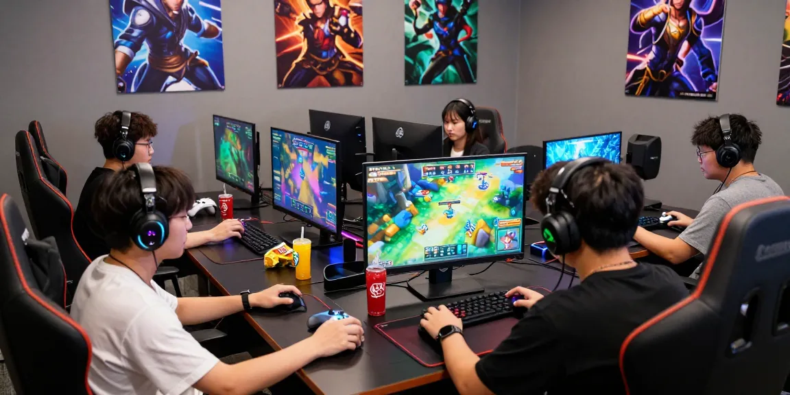 Exciting gaming atmosphere at rokok88 with diverse players competing in a multiplayer match.