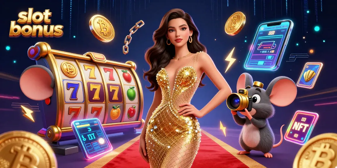 Experience the thrill of a slot bonus with vibrant gaming elements and a stunning 3D scene.