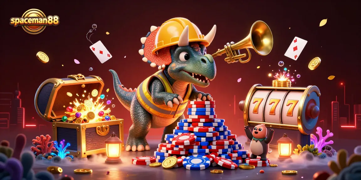 Experience thrilling wins at spaceman88 with cartoon characters celebrating jackpot games and vibrant casino elements.