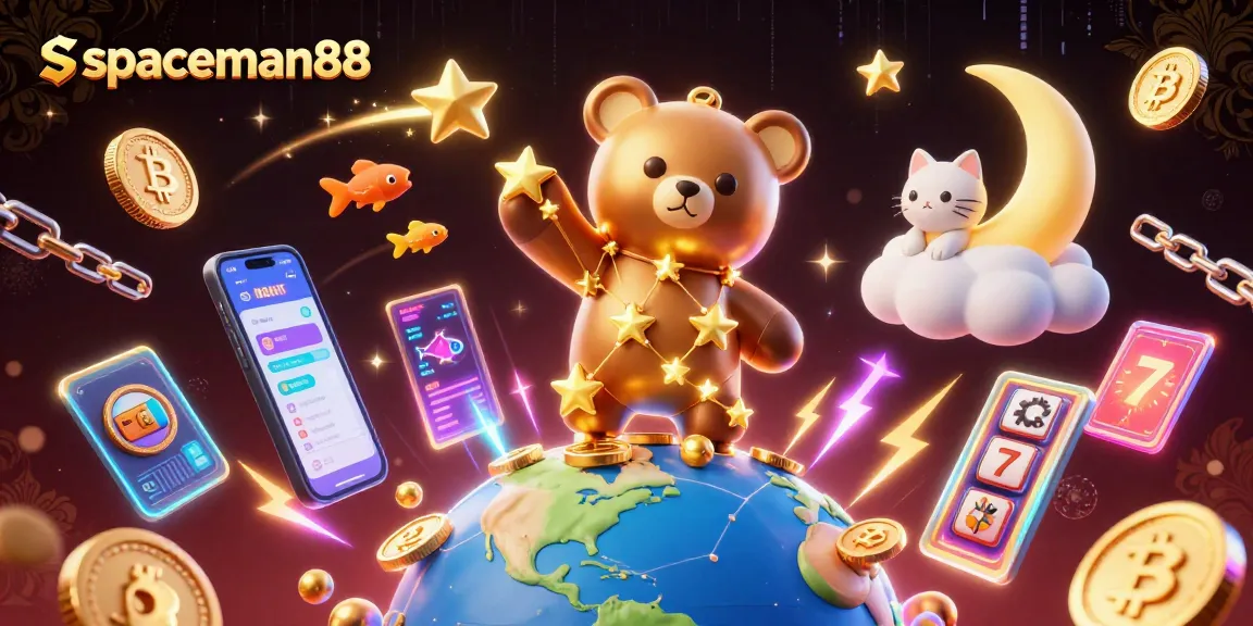 Engage with spaceman88 while winning big at the casino with vibrant characters and neon elements.